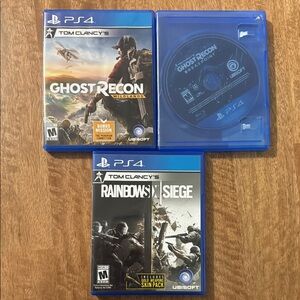 PS4 Tom Clancys Bundle of 3 Ghost Recon Wildlands & Breakpoint & Rainbow 6 Siege